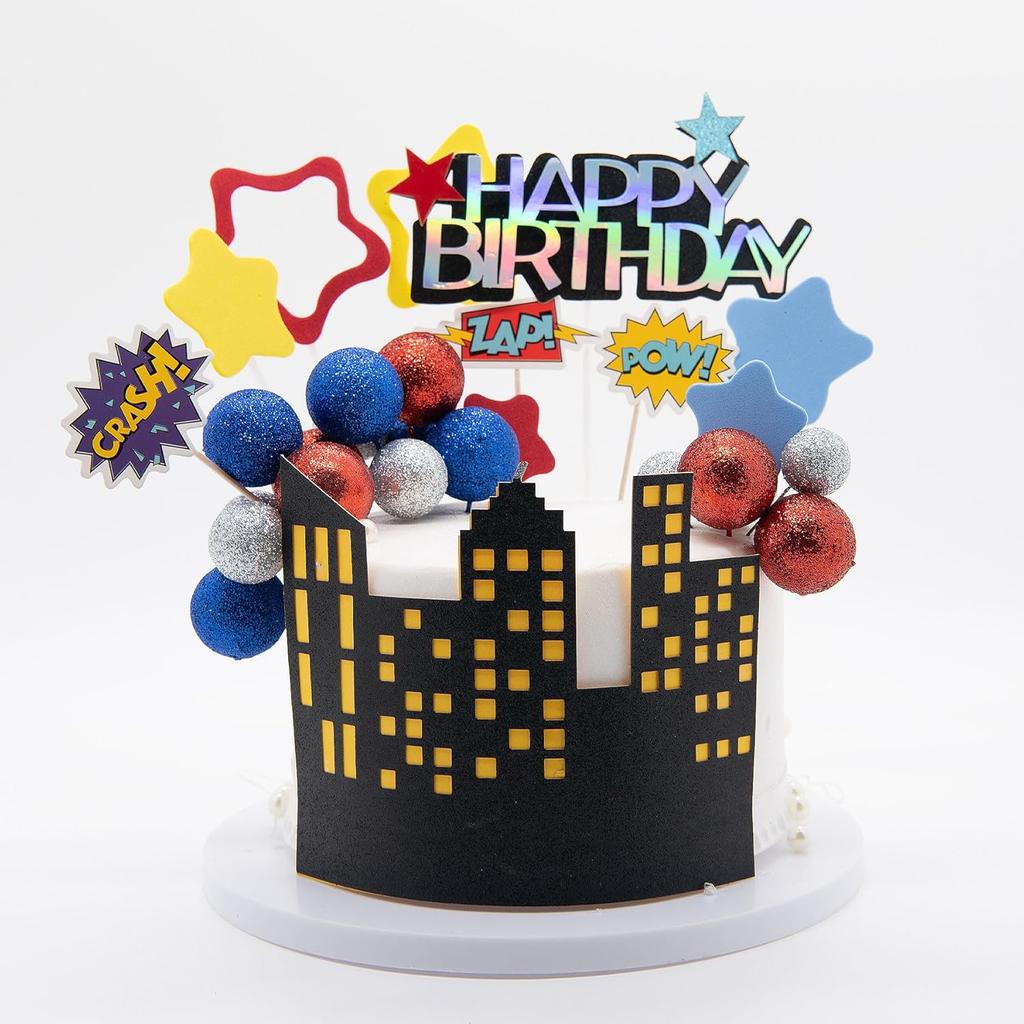 Hero Themed Birthday Party Supplies Superhero Birthday Decorations, Boys' Birthday Cake Decorations Celebrate Hero Theme Party