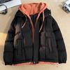 New hooded padded clothes men's winter windproof thickened padded clothes couple women thickened fake two-piece padded jacket