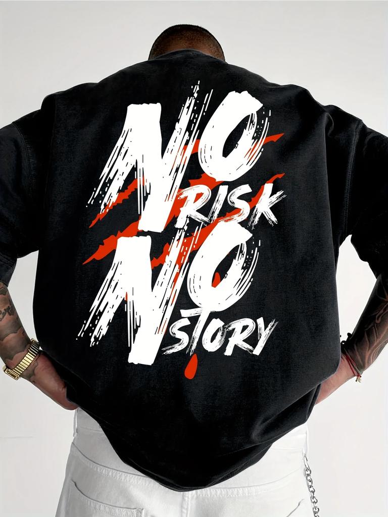 Men's Streetwear Pattern T-shirt - Bold Letter Printed Loose Casual T-shirt, Vibrant Summer Short Sleeved Pure Cotton T-shirt St