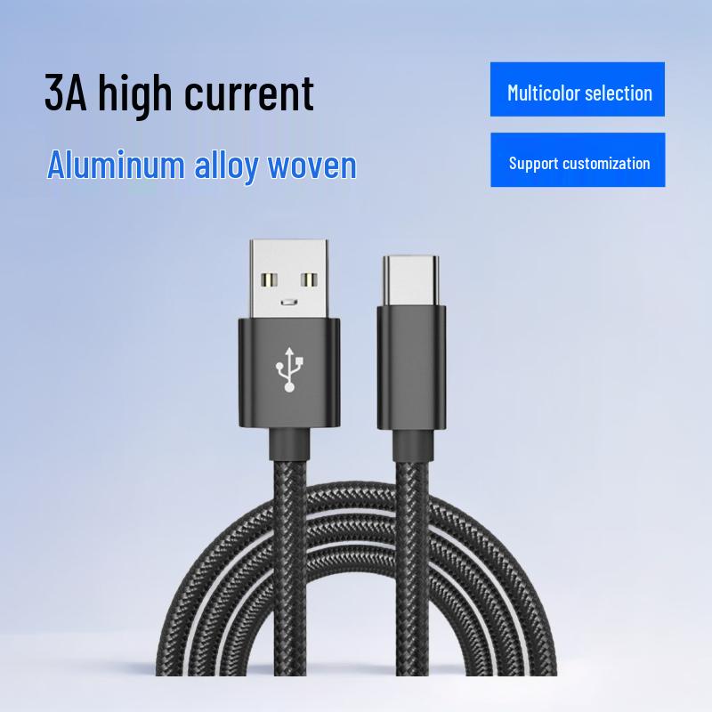 USB Fast Charging Braided Type-C Data Cable for Mobile Phones