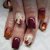 Autumn/Winter Gradient Glitter Maple Leaf Rectangle Nails