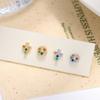 S925 Sterling Silver Asymmetrical Colorful Zircon Cross Screw Earrings for Women Simple Fashionable Earrings