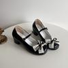 Modedesign Schleife Damen Lolita Mary Jane Schuhe Prägnante Dicke Ferse Lederschuhe Damen Outdoor Kleiderpumps
