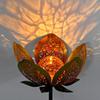 Lotus Shaped Solar Powered Lamp Hollow Out Design Waterproof Garden Decoration Lamp LED Flower Iron Ground Plug