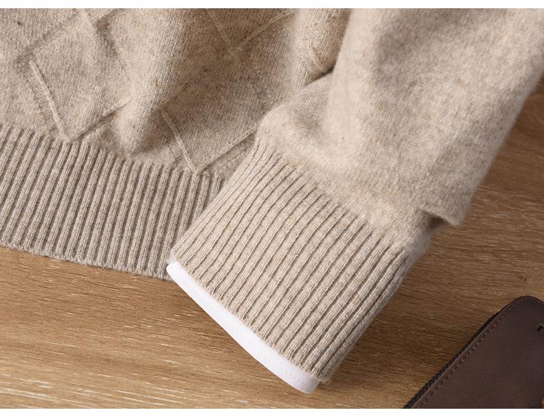 Men's Cashmere Sweater - Autumn/Winter Collection: Round Neck, Loose Fit, Solid Color, Business Casual Knitted Pullover