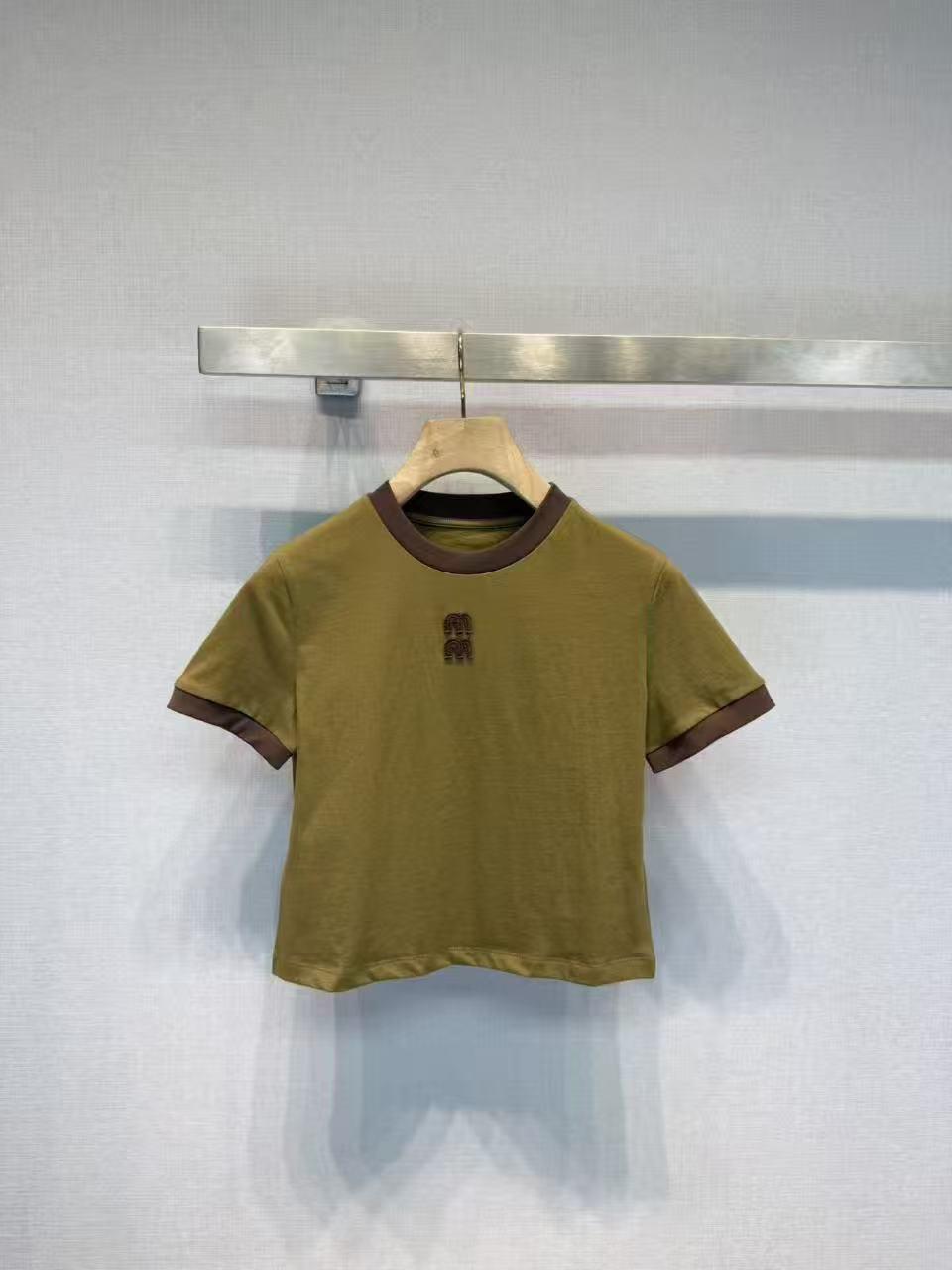 Nanyou Women s Spring Fashion Color Block Letter Embroidery T-Shirt Small зелёный