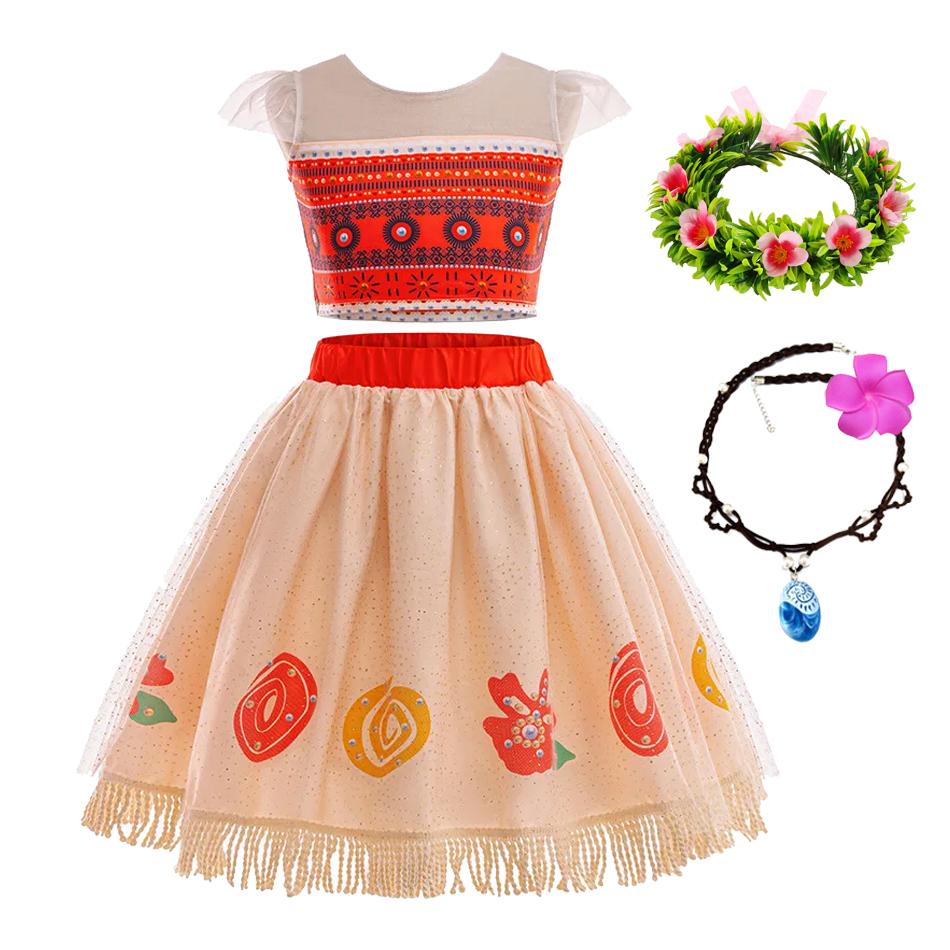 Nuovo Film Oceania 2 Vestito da Bambina Costume per Festa di Halloween Abito Elegante da Principessa Bambini Outfit Vaiana Vestito