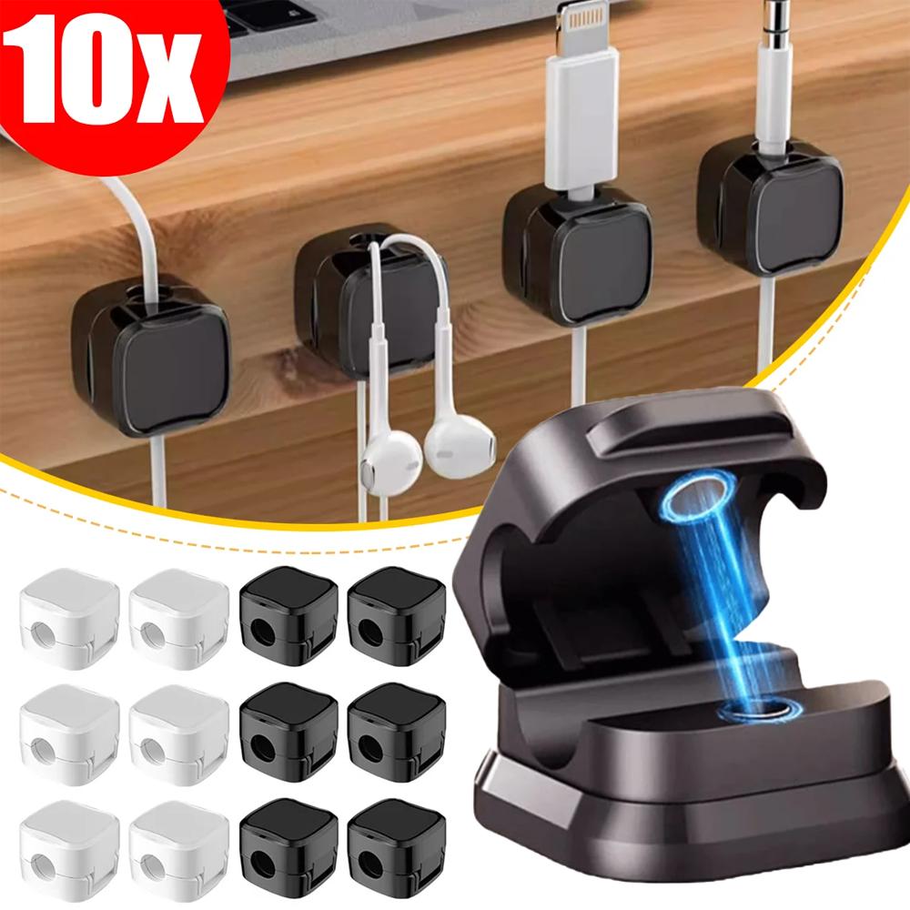 10pcs Car Dashboard Magnetic Cable Clips Anti-slip Wire Management Holder Multi-Purpose Auto Interior Organizer Car Accessories