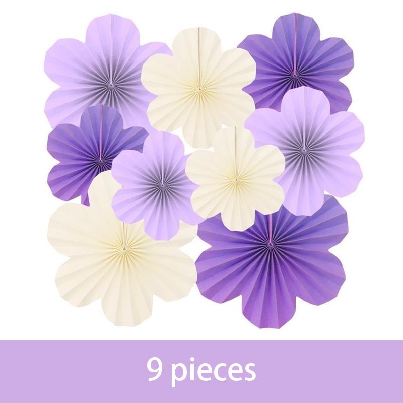 9 szt./zestaw Papierowe Kwiaty Dekoracje na Ścianę Papierowe Wentylatory Dekoracja Klasy Papierowa Florystyczna Tło Dekoracja Papierowe Wentylatory Dekoracja