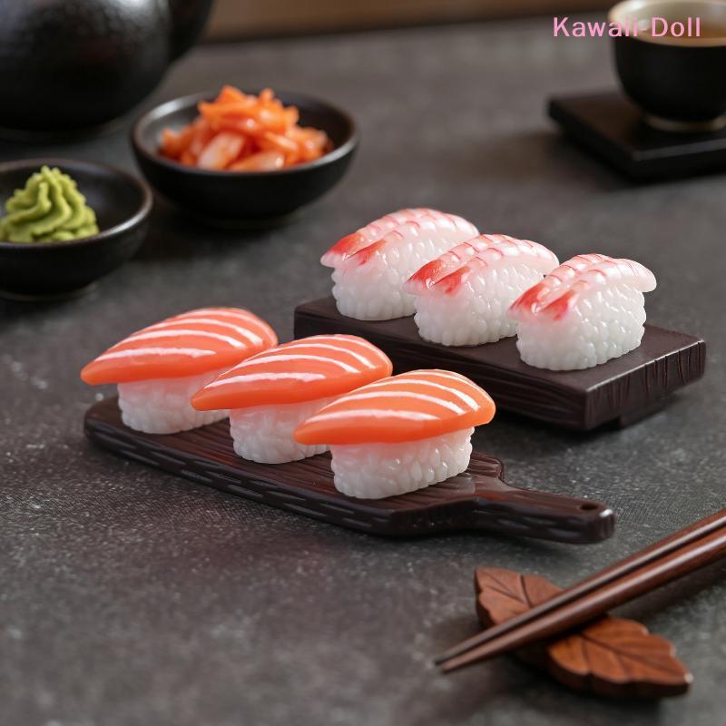 [DO]10Pc Dollhouse Mini Japanese Sushi Model Salmon Roe Sweet Shrimp Sushi Miniature Food DIY Resin Pendant Decoration[DO]