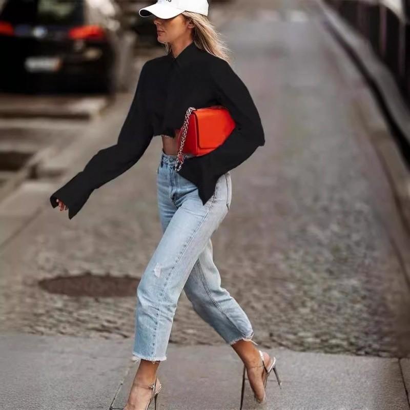 Punk Style Short Sleeve Shirt With Solid Color For Streetwear Fashion