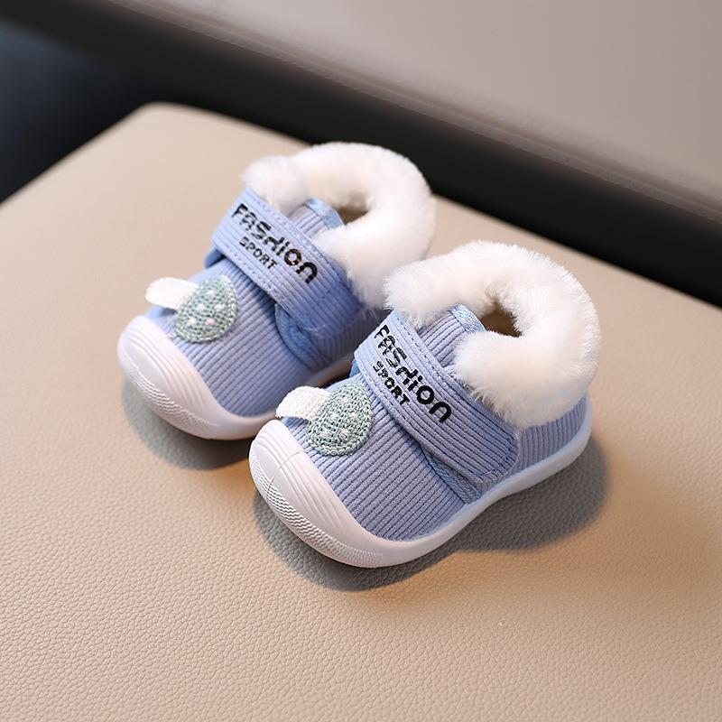 Baby Boots 0-2 Years Fleece-Lined Warm Infant Shoes with Soft Soles for Boys & Girls Cute Casual Shoes for Kids