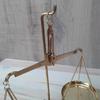 Antique Style Brass Balance Scale: Gold & Diamond Scale with Wooden Base