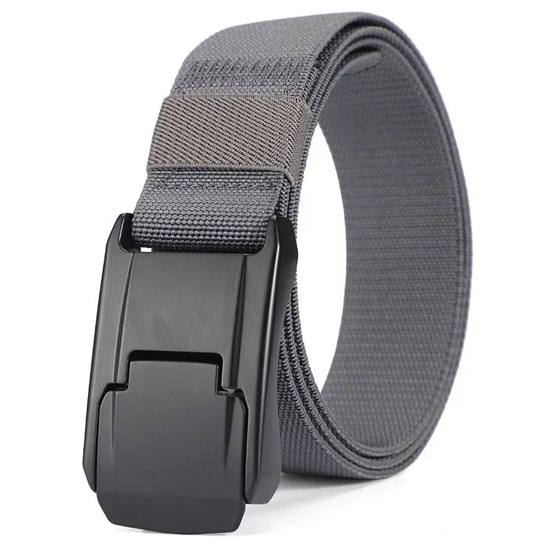 Nouvelle ceinture extensible pour hommes et femmes, boucle à dégagement rapide, solide, en nylon véritable, unisexe, ceinture élastique pour salopette de travail 125cm gray