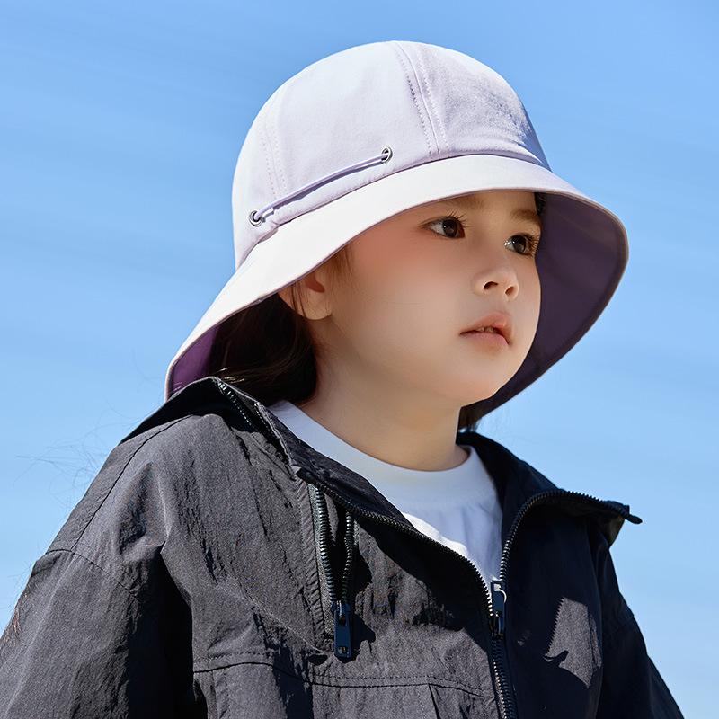 Summer Ice Silk Children'S Sunshade Basin Hat Sunscreen Bucket Hat Outdoor Boys And Girls Mountaineering Hat Thin Sun Hat