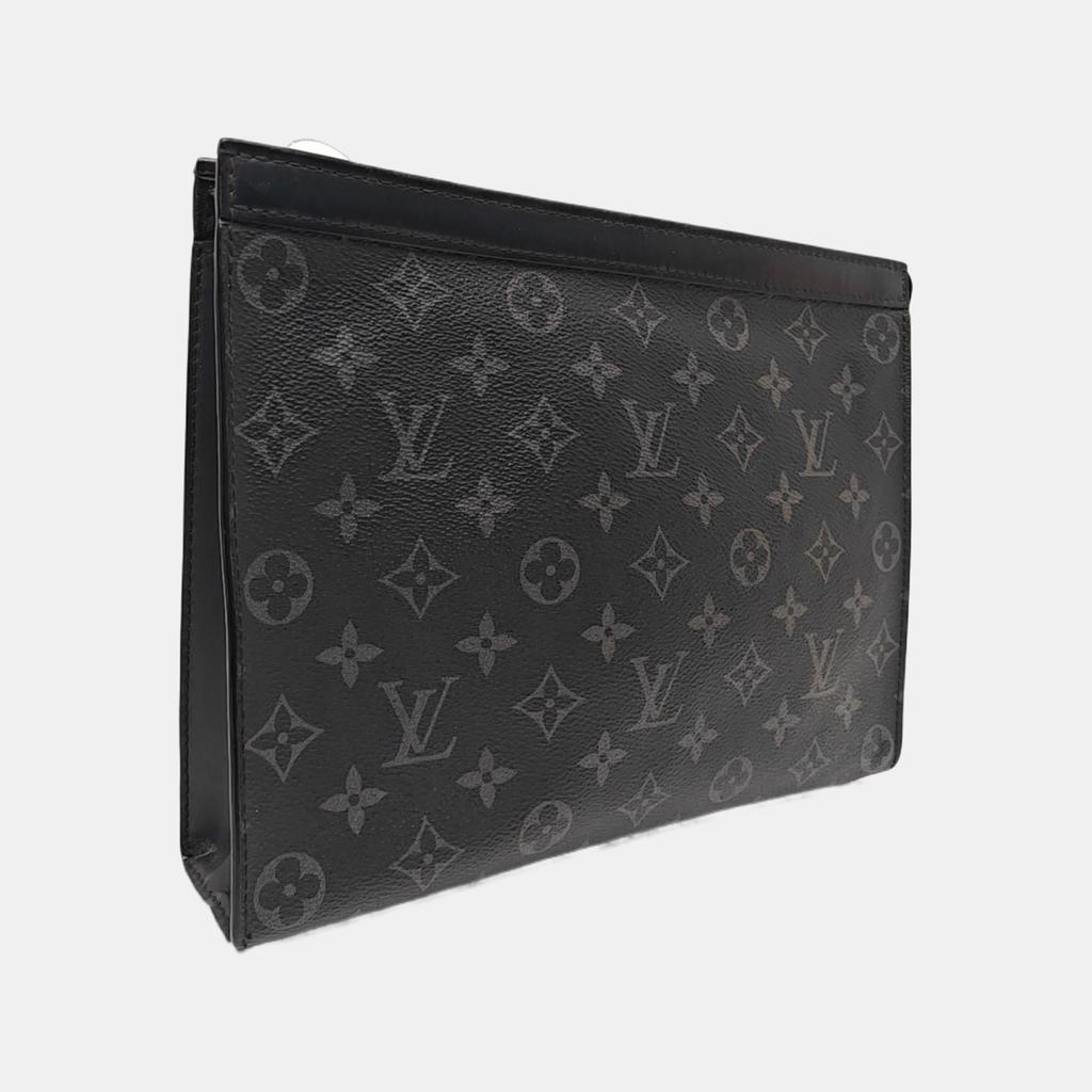 [Usado] Louis Vuitton Pochette Voyage MM 'Lona Monograma Eclipse Preta' - Muito Bom #PR7T2Z