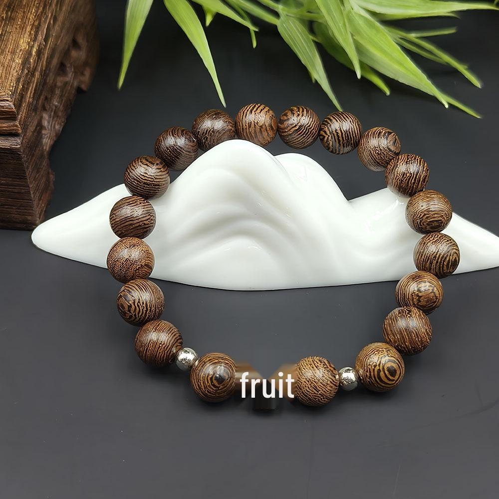 Black Hematite Cross Beaded Bracelet with Wooden Beads - Unisex Handmade String Accessory