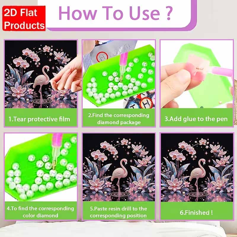 DIY Flamingo Pearl Diamond Art Kits Without Frame 30x40cm Gem Art Diamond Painting Kits for Adults/Beginners Gift Idea Home Wall Decor