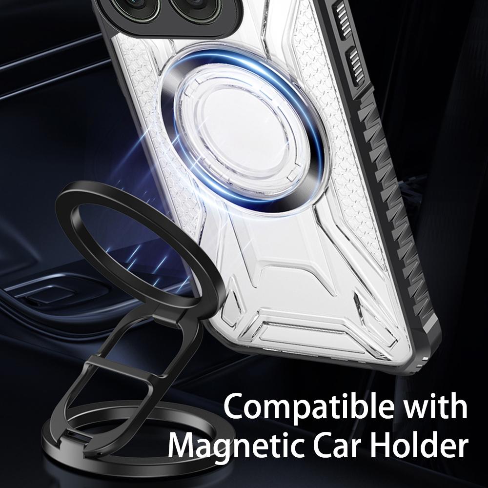 KEYSION Transparent Magnetic Case for Motorola Edge 50 Pro 5G Soft Silicone+PC Shockproof Phone Back Cover for for Edge 50 Pro