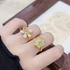 New Retro Flower Enamel Dripping Open Ring Temperament Light Luxury High Sense Niche Ring French