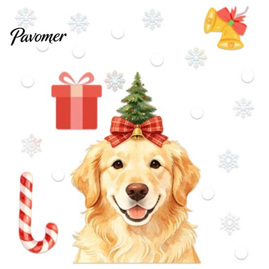 Creative Gift for Dog Lovers Cute Christmas Static Window Stickers, Waterproof PVC Holiday Decals Home Festive Glass Decorations Store Glass,