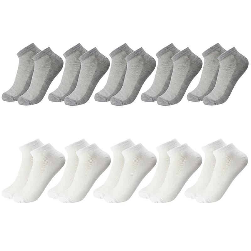 10 Pairs/Lot Breathable Men's Socks Short Ankle Elastic Solid Color Mesh Cotton Business Unisex Sock Plus Size EU38-46