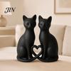 Healing Cat Statue 3D Printed Couple Figurine, Minimalist Heart-Shaped Sculpture, With Heart Hollow Design Romantic Ornaments for Home Office