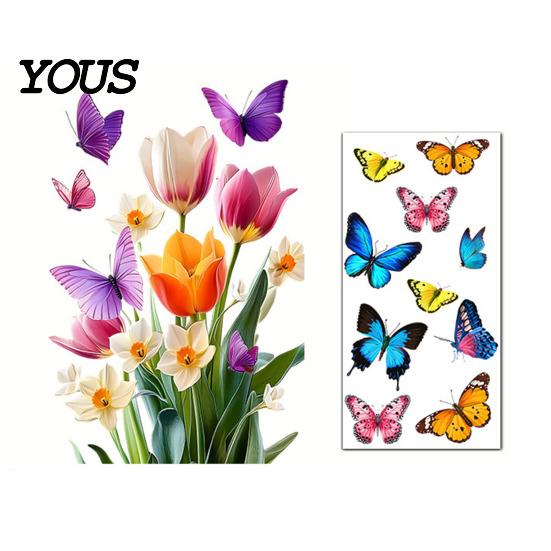 Dekorative Sichtschutzfolie für Fenster, Sonnenfänger, Statische Fensterfolie, Blume Schmetterling Selbstklebender Glasaufkleber, Bürolfolie, Abnehmbare Haftfolie