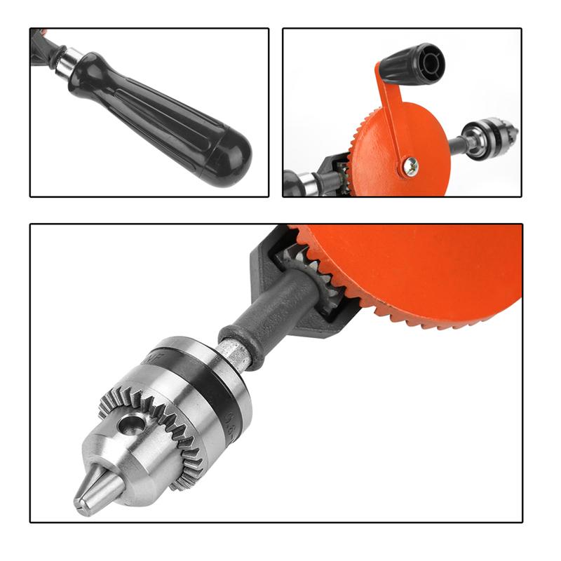 Hand Drill Woodworking Hand Drill Portable Hand Crank Drill Mini Manual Drill with Double Pinions for Wood Plastic Manual Drill