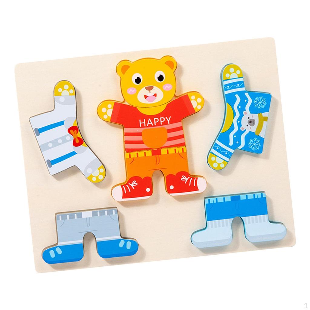 Wooden Dress Up Puzzles Sorting and Matching Educational Toys Animal Shape Montessori for Baby