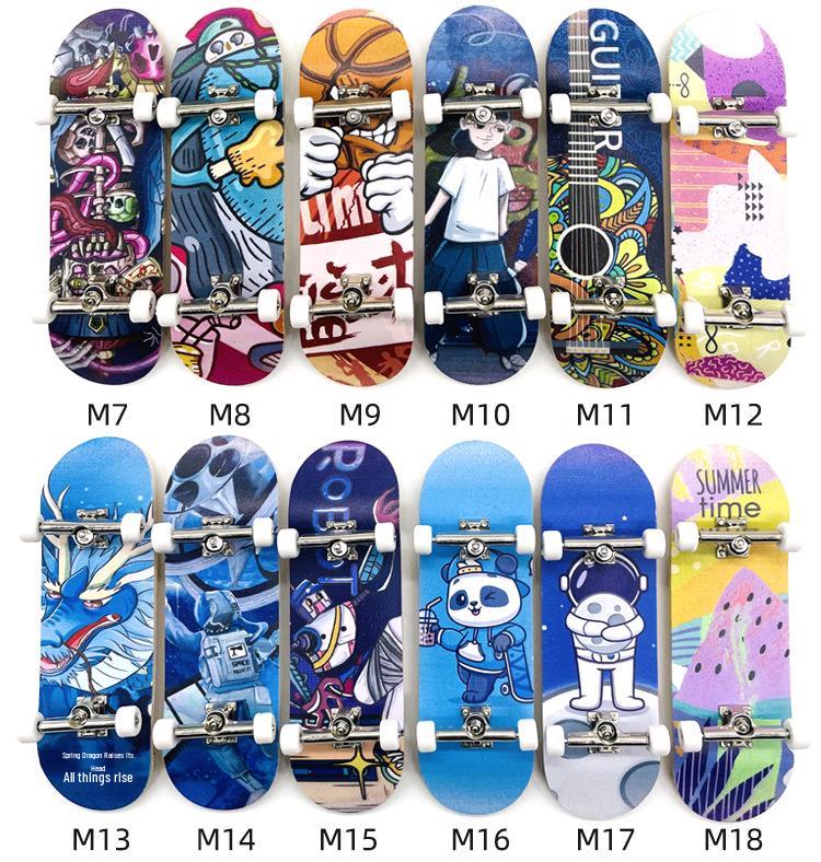 Maple Finger Skateboard with Bearings and Wheels - Mini Double Rocker Board for Kids' Creative Play