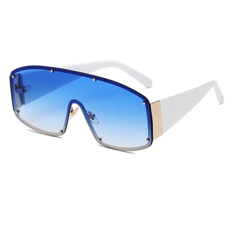 Новые цельные солнцезащитные очки в большой оправе, модные трендовые солнцезащитные очки, женские очки в металлической овальной оправе Gold frame blue chip