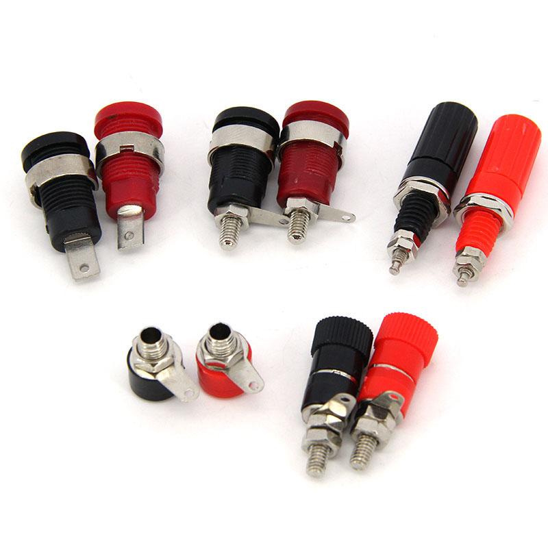 Nickel Plated Insulated Safety 4mm Banana Female Connector Jack Panel Mount Socket Binding Post nut Red+Black power plug