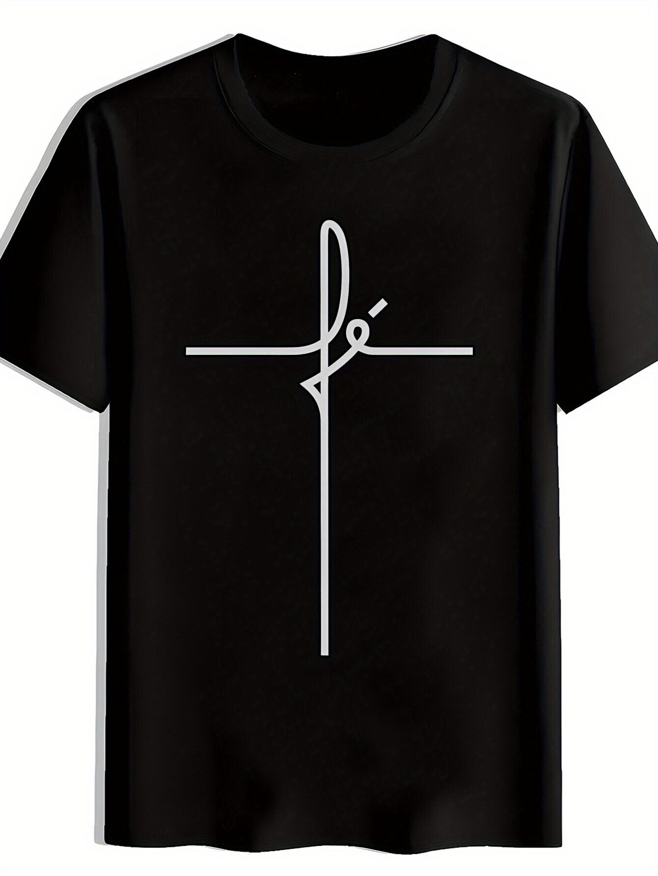 

Christian Graphic T-shirt - Black Religious Apparel with Cross Symbol M