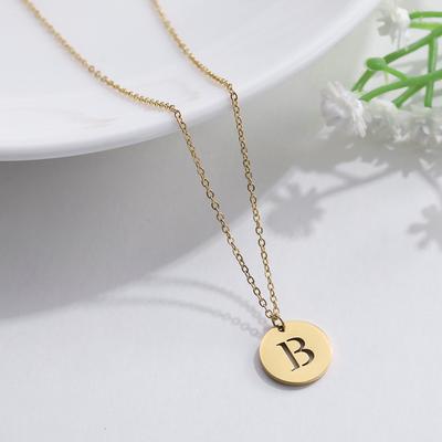 Gold Color 26 Initial Letter Necklace Stainless Steel Alphabet Round Pendant Choker Necklaces Jewelry for Women 2024