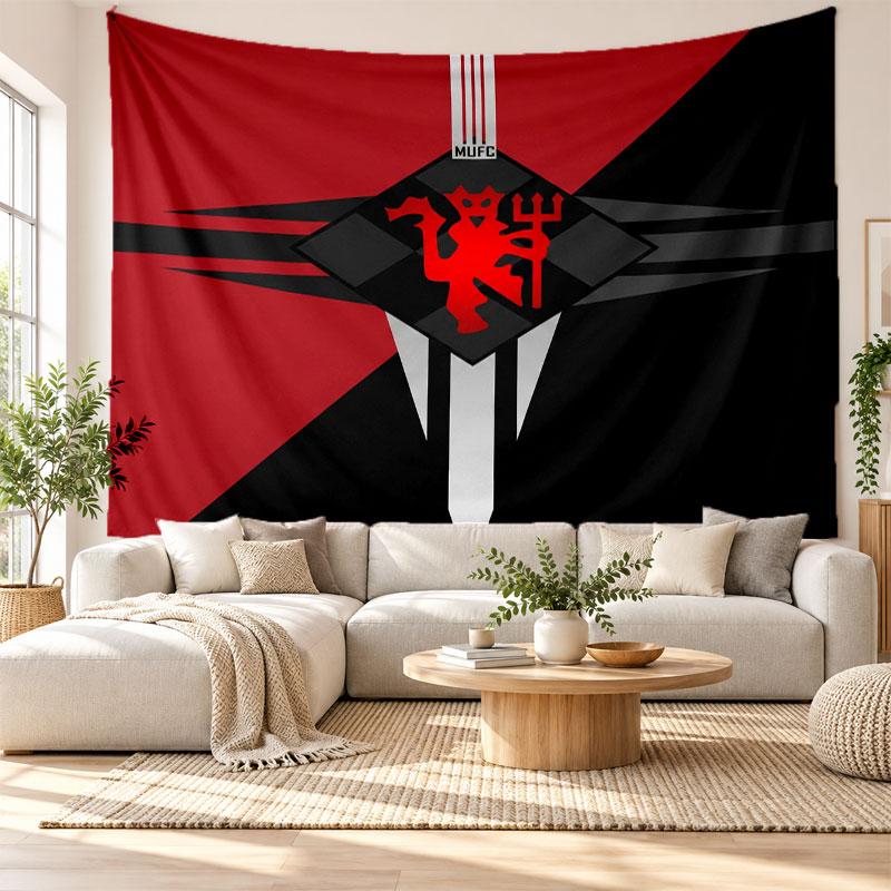 Manchester United FC Wall Tapestry, Soft Fabric Wall Hanging, Decorative Backdrop For Bedroom Home Wall Art