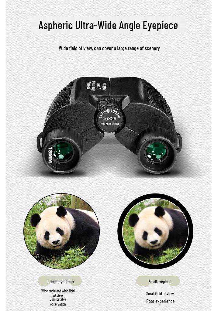 Anti-Paul 10x25 Binoculars with Low-Light Night Vision, High Magnification, Portable for Mountaineering & Camping, HD Quality, Customizable Logo.