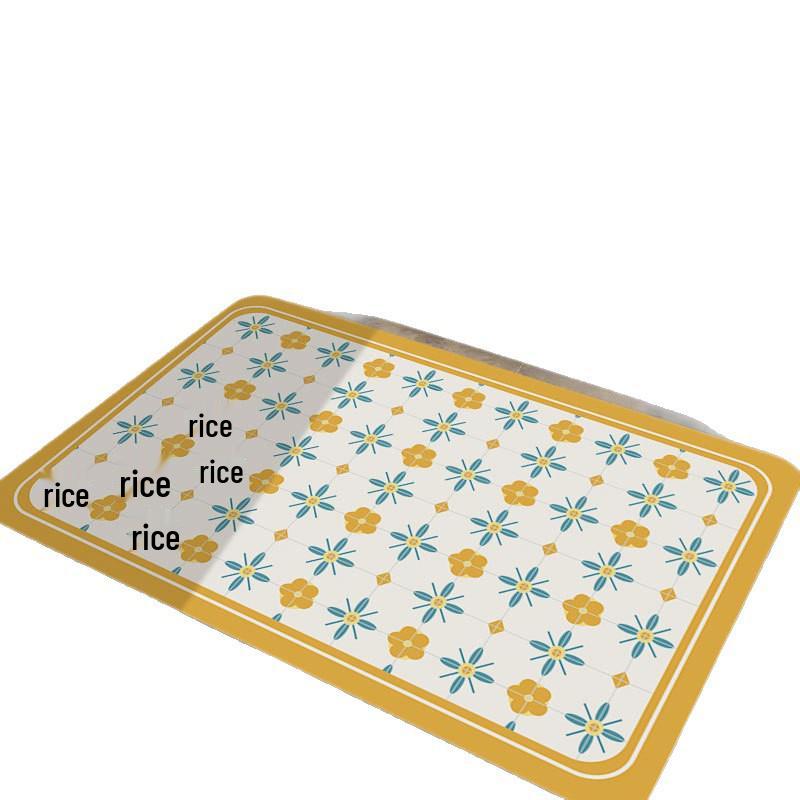 Fresh Floral Diatomaceous Earth Anti-Slip Absorbent Floor Mat for Bathroom and Entrance