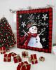 Christmas Shower Curtain Set With,Winter Snowman Snowflake Berry Red Black Grid Washable Cloth Polyester Fabric Shower+Curtain