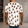 Men Plus Size Round Neck Short Sleeve T Shirt Christmas Teddy Bear Printed White Pullover