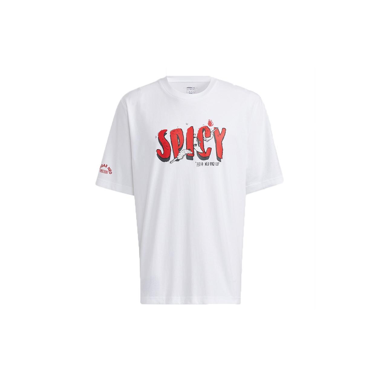 adidas neo M May Love Tee Subject Printing Loose Sports Short Sleeve White Men s H61999 L