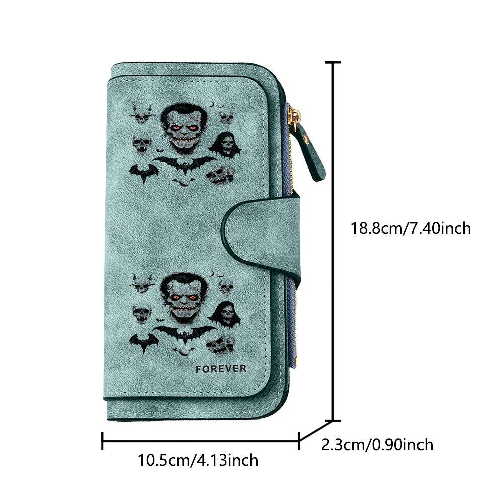 Gothic Dark Skull Long Zipper Wallet, Large Capacity Card Holder, Unisex Clutch Bag, Fashionable Zipper Coin Purse, Suitable for Daily Use, A Great