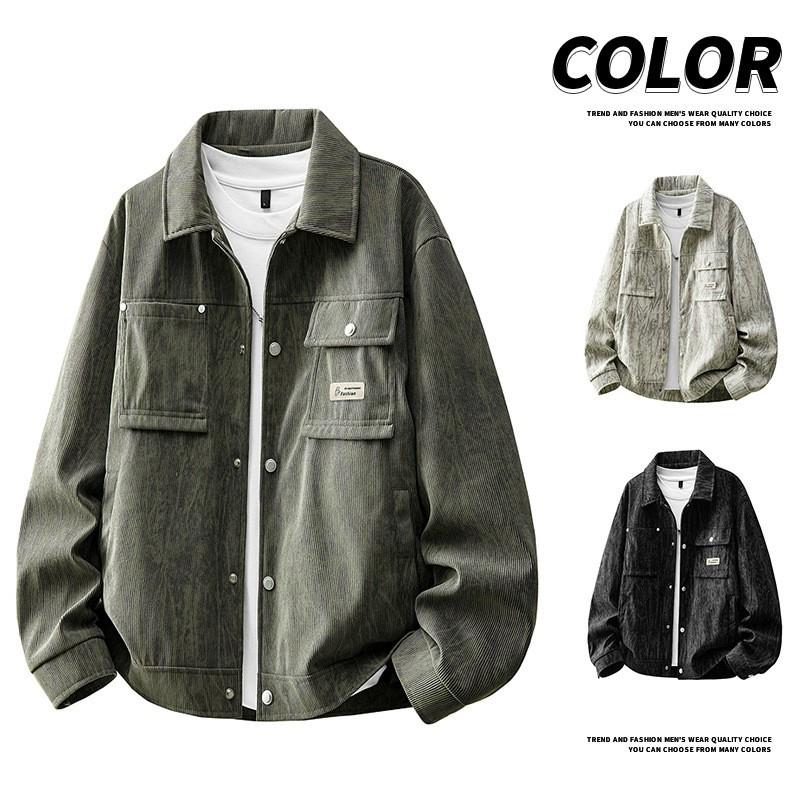 Mens Corduroy Jacket Casual Blazer Business Travel Outerwear With Multiple Pockets