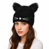 Wool Knitted Pullover Hat Warm Cold Hat Cute Cat Ears Beanies  Winter