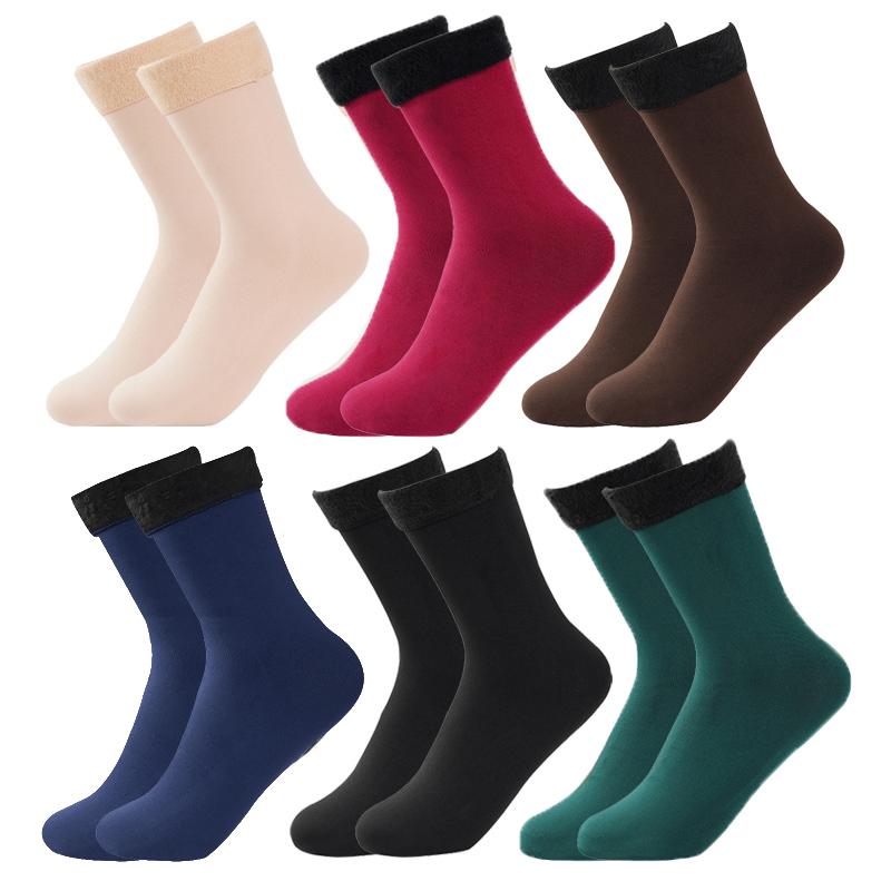 

6 пар женских флисовых теплых носков, мягкие дышащие влагоотводящие носки, зимние рождественские подарочные носки One size