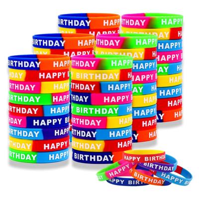 12 Pcs Unisex Silicone Bracelets Letter Printed Elastic Colored Lightweight Happy Birthday