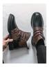 Men's Autumn Color Block Leather Ankle Boots - Plus Size, Thick Sole, British Style, Zipper High Tops, Formal & Casual.