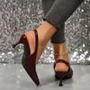 Comemore 2025 New Pumps Elegant Women Heeled Shoes Buckle Strap Female Pointed Toe Slingbacks Ladies High Heels Sandals
