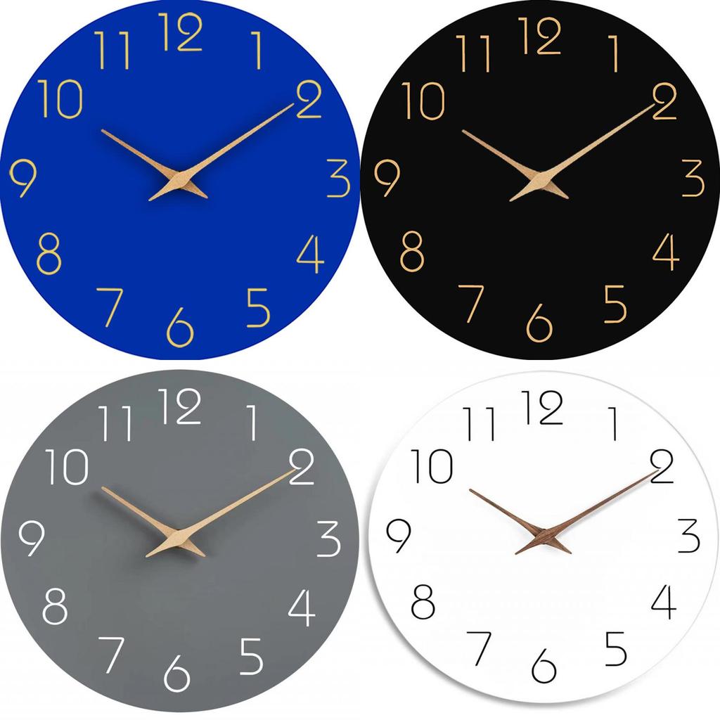Simple Circular Wooden Wall Clock Quiet Batteryoperated Decor