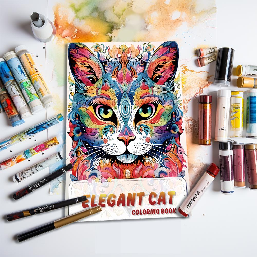 1pc,A4 Teenagers Coloring Book ,Meow Coloring Book,25 Different Patterns,100gsm Thick Paper,Stress Relief,Birthday Gift